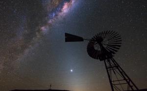 Windmill Galaxy Milky Way Stars Night Silhouette HD wallpaper thumb