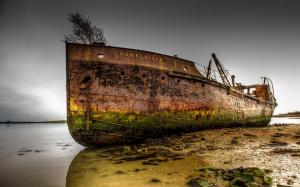 Boat Abandon Deserted Dilapidated Beached HD wallpaper thumb