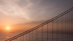 Golden Gate Bridge Bridge San Francisco Fog Mist Sunlight Cables HD wallpaper thumb