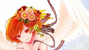 anime girls, anime, hair, fruit, flowers wallpaper thumb
