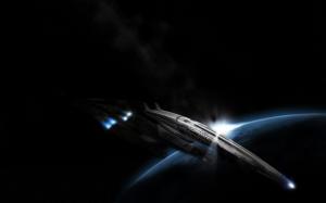 Mass Effect Normandy Spaceship Black HD wallpaper thumb