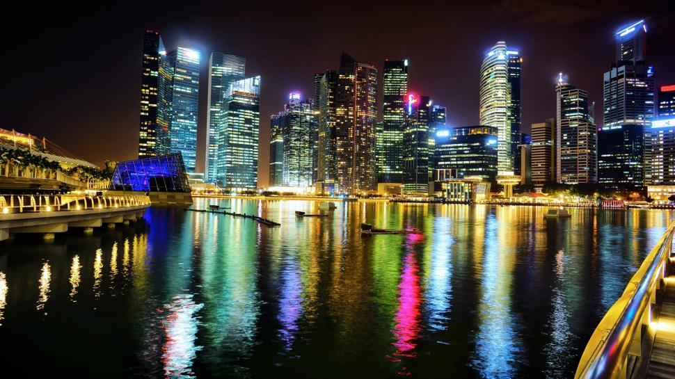 Singapore, Asia, city, night, lights, skyscrapers wallpaper,Singapore HD wallpaper,Asia HD wallpaper,City HD wallpaper,Night HD wallpaper,Lights HD wallpaper,Skyscrapers HD wallpaper,1920x1080 wallpaper