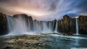 Magnificent Waterfall In Icel Hdr wallpaper thumb