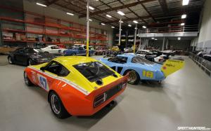 Warehouse Garage Race Cars HD wallpaper thumb
