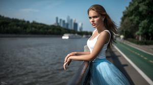 Alexandra Bykova, Girl, River, Wind, Long Hair wallpaper thumb
