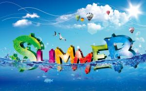 Colorful fresh summer water letter wallpaper thumb