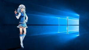 Madobe Touko, blue dress girl, Windows 10 system logo wallpaper thumb