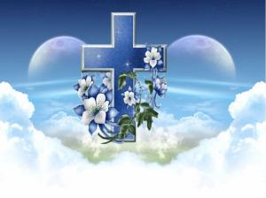 blue cross christianity cloud Cross flower god Jesus Christ religion HD wallpaper thumb