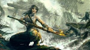 Rise of The Tomb Raider, Lara Croft in rain wallpaper thumb