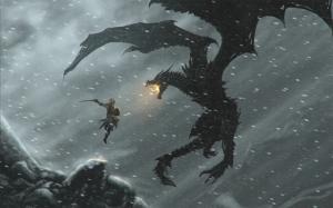 Skyrim Elder Scrolls Snow Dragon HD wallpaper thumb