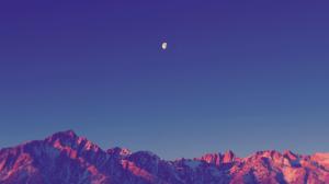 Landscape, Simple, Nature, Moon, Mountain, Snowy Peak, Clear Sky wallpaper thumb