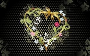 Black background love heart-shaped flowers vector wallpaper thumb