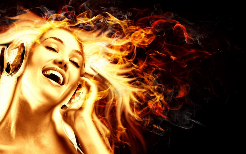 Music in Fire wallpaper,girl HD wallpaper,smoke HD wallpaper,smile HD wallpaper,1920x1200 wallpaper