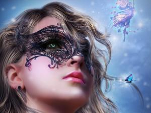 Art fantasy girl face, mask, fairy wallpaper thumb
