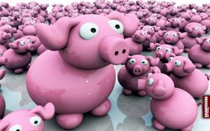 3D pink pigs wallpaper thumb