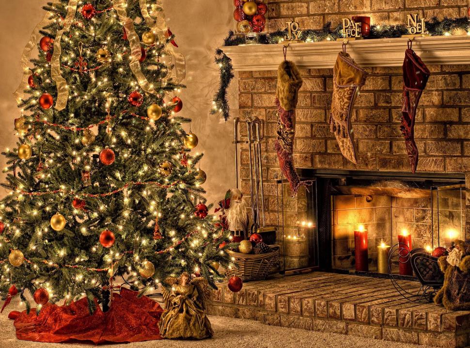 Tree, fire, christmas, holiday, candles, toys, stockings wallpaper,tree HD wallpaper,fire HD wallpaper,christmas HD wallpaper,holiday HD wallpaper,candles HD wallpaper,toys HD wallpaper,stockings HD wallpaper,2810x2080 wallpaper