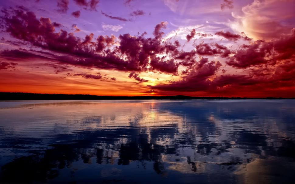Sunset, red sky, river, clouds wallpaper,Sunset HD wallpaper,Red HD wallpaper,Sky HD wallpaper,River HD wallpaper,Clouds HD wallpaper,2560x1600 wallpaper
