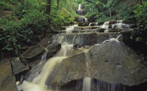 Waterfall Rock Stone Forest Timelapse HD wallpaper thumb