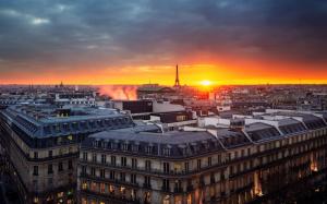 Paris, France, evening, sunset, house, tower wallpaper thumb