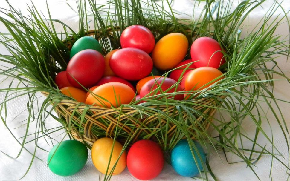 Easter eggs in a basket wallpaper,holiday HD wallpaper,holidays HD wallpaper,1920x1200 HD wallpaper,Basket HD wallpaper,Easter HD wallpaper,Egg HD wallpaper,grass HD wallpaper,2880x1800 wallpaper