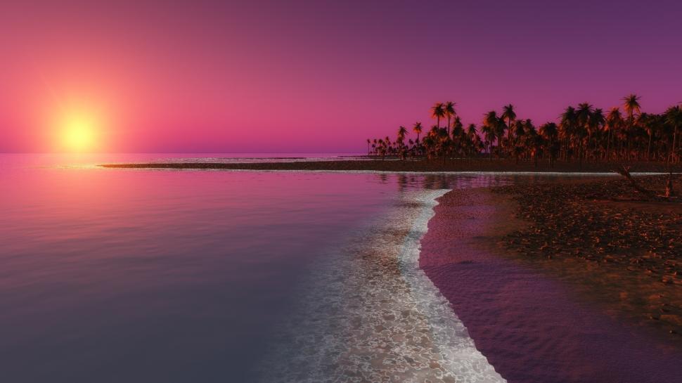 Pink Sunset Over the Sea wallpaper,Scenery HD wallpaper,1920x1080 wallpaper