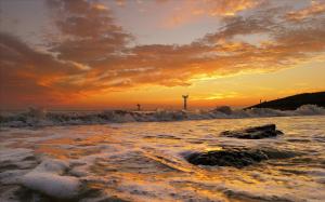 Ocean Sunset Beach Clouds HD wallpaper thumb
