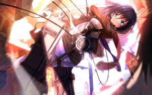 Sword souls, Mikasa Ackerman, anime girl, surprise wallpaper thumb