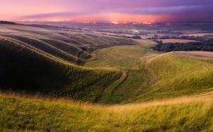 England, valley, fields, sky, evening, lights, summer wallpaper thumb