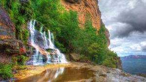 Falls In Blue Mountain Np Australia Hdr wallpaper thumb