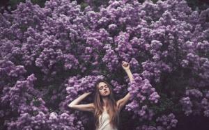 Mood Girl Purple Flowers wallpaper thumb
