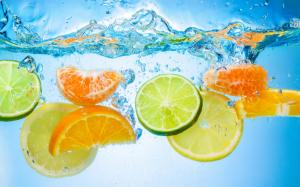 Fruit cut piece, water, citrus, close-up wallpaper thumb