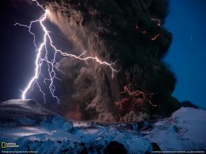 Lightning Volcano Snow HD wallpaper thumb