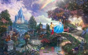 Cinderella Disney Castle Rainbow Drawing HD wallpaper thumb