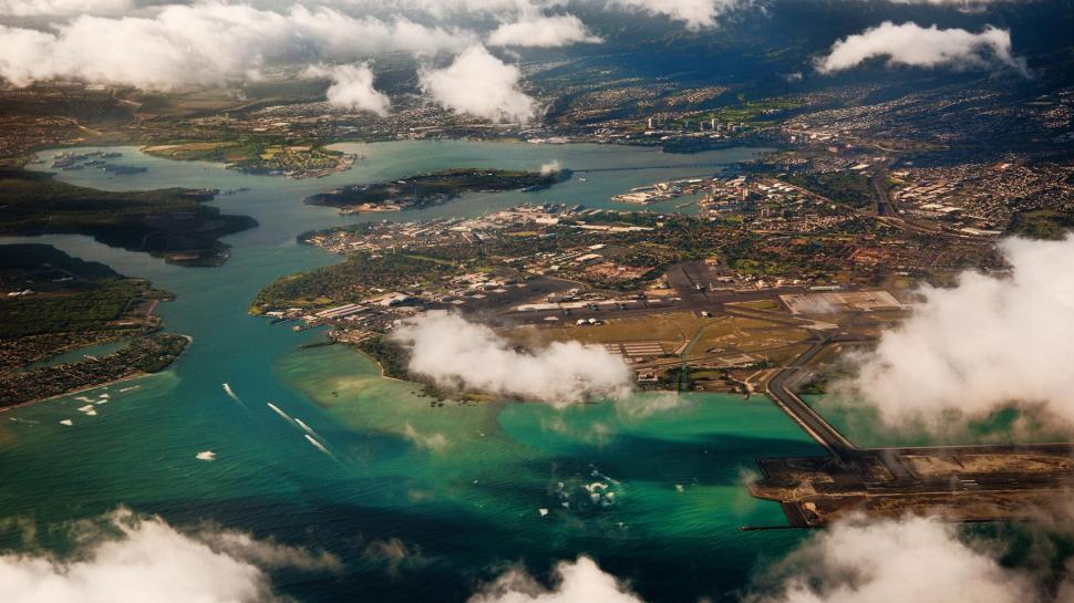 Aerial View Of Pearl Harbor Hawaii wallpaper,view HD wallpaper,harbor HD wallpaper,clouds HD wallpaper,aerial HD wallpaper,city HD wallpaper,nature & landscapes HD wallpaper,1920x1080 wallpaper