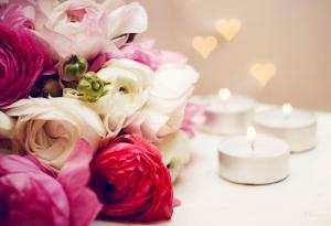 Flowers, candles, heart wallpaper thumb