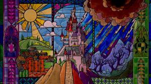 Beauty and the Beast Stained Glass Castle Disney HD wallpaper thumb