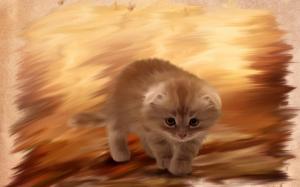 Furry Kitten Cat Painting wallpaper thumb