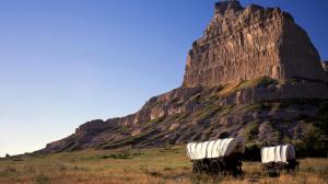 Wagons In Eagle Rock Monument Nebraska wallpaper thumb