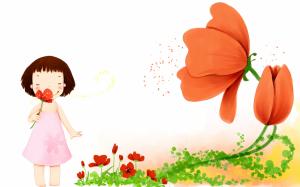 Little Girl with Flowers wallpaper thumb