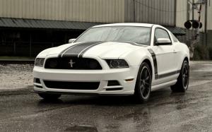 Ford Mustang Boss 302 white car front view wallpaper thumb