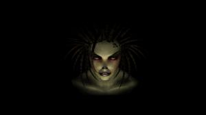Sarah Kerrigan StarCraft Face Black Creepy HD wallpaper thumb