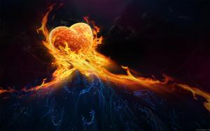 Heart on fire wallpaper thumb