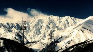 Power Lines Mountains Snow HD wallpaper thumb