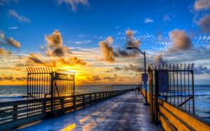 Ocean beach dock beautiful sunset wallpaper thumb