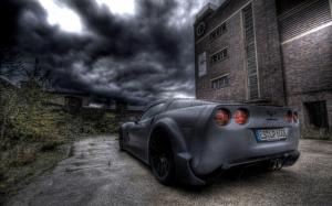 Chevy Corvette Parked In The Rain Hdr wallpaper thumb