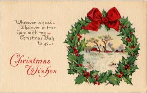 Vintage Christmas Wreath Card! wallpaper thumb