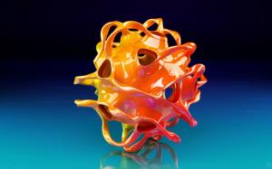 3D design, cells, viruses, orange color wallpaper thumb