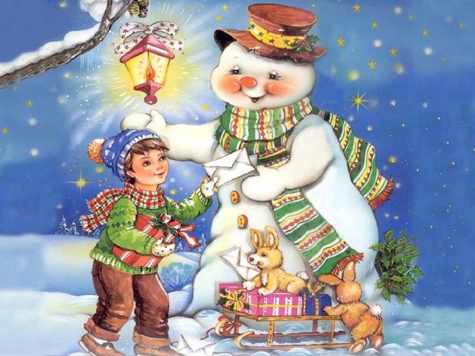 SNOWMANS WISH wallpaper,wish wallpaper,snowman wallpaper,childern wallpaper,christmas wallpaper,snow wallpaper,1800x1350 wallpaper