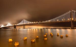 Bridge San Francisco Ocean Night HD wallpaper thumb
