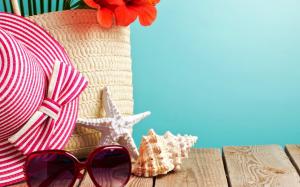 Summer, Accessory, Trends, sea-star, seashells, sunglasses, hat, flower, starfish wallpaper thumb